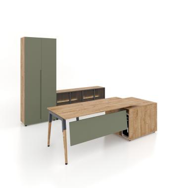 Desk with pedestal and cabinets Co_d TOP 36-34k