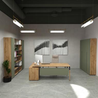 Desk with pedestal and cabinets Co_d TOP 36-3k