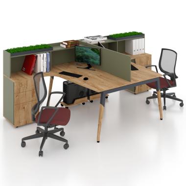 Офісні столи з перегородкою на двох Co_d 35-9 Оливка Salita