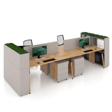 Офісний стіл на 4 особи з перегородкою для open space Co_d 35-5g