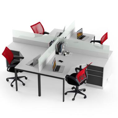Офісний білий комп'ютерний стіл на 4 людини Promo T9