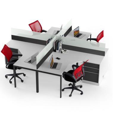 Офісний білий комп'ютерний стіл на 4 людини Promo T9