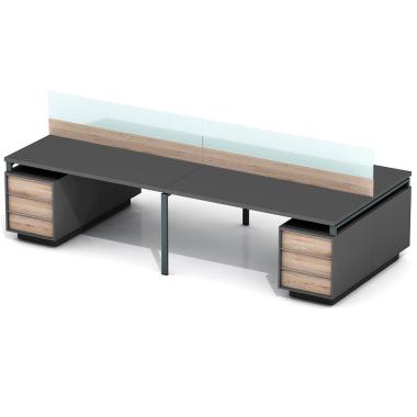Офісний стіл на 4 людини з перегородкою для open space Промо T21