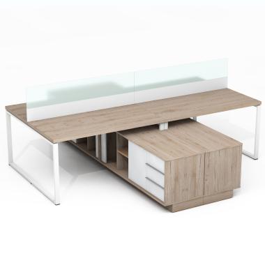 Офісний стіл на 4 людини з перегородкою для open space Промо Q302s