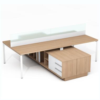 Офісний стіл на 4 людини з перегородкою для open space Промо T302s